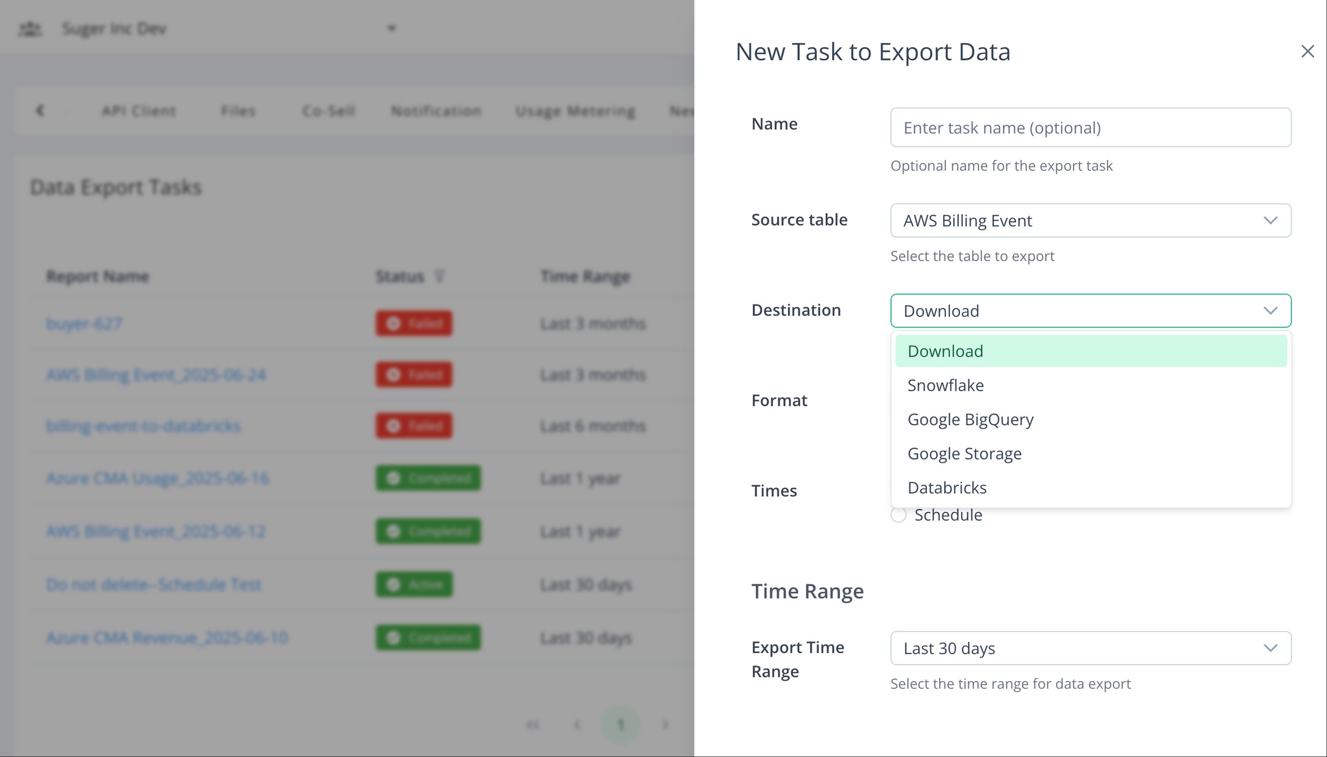 https://doc.suger.io/get-started/table-export